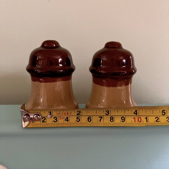 70s Pottery Salt & Pepper Shakers Warm Brown Earth Tone Ceramic - Picture 2 of 8